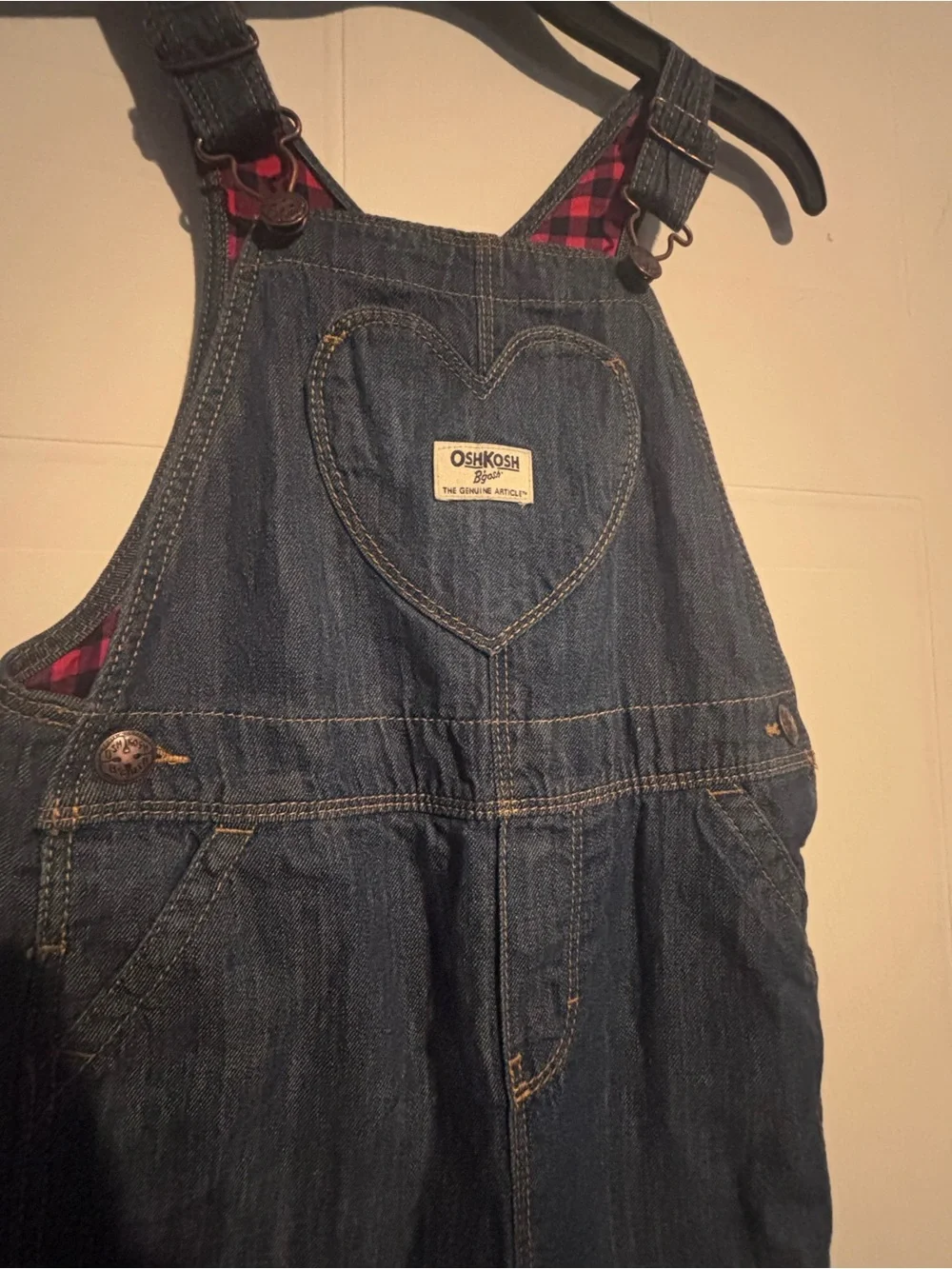 OshKosh B'gosh Dark Blue Denim Overalls with Heart Pocket